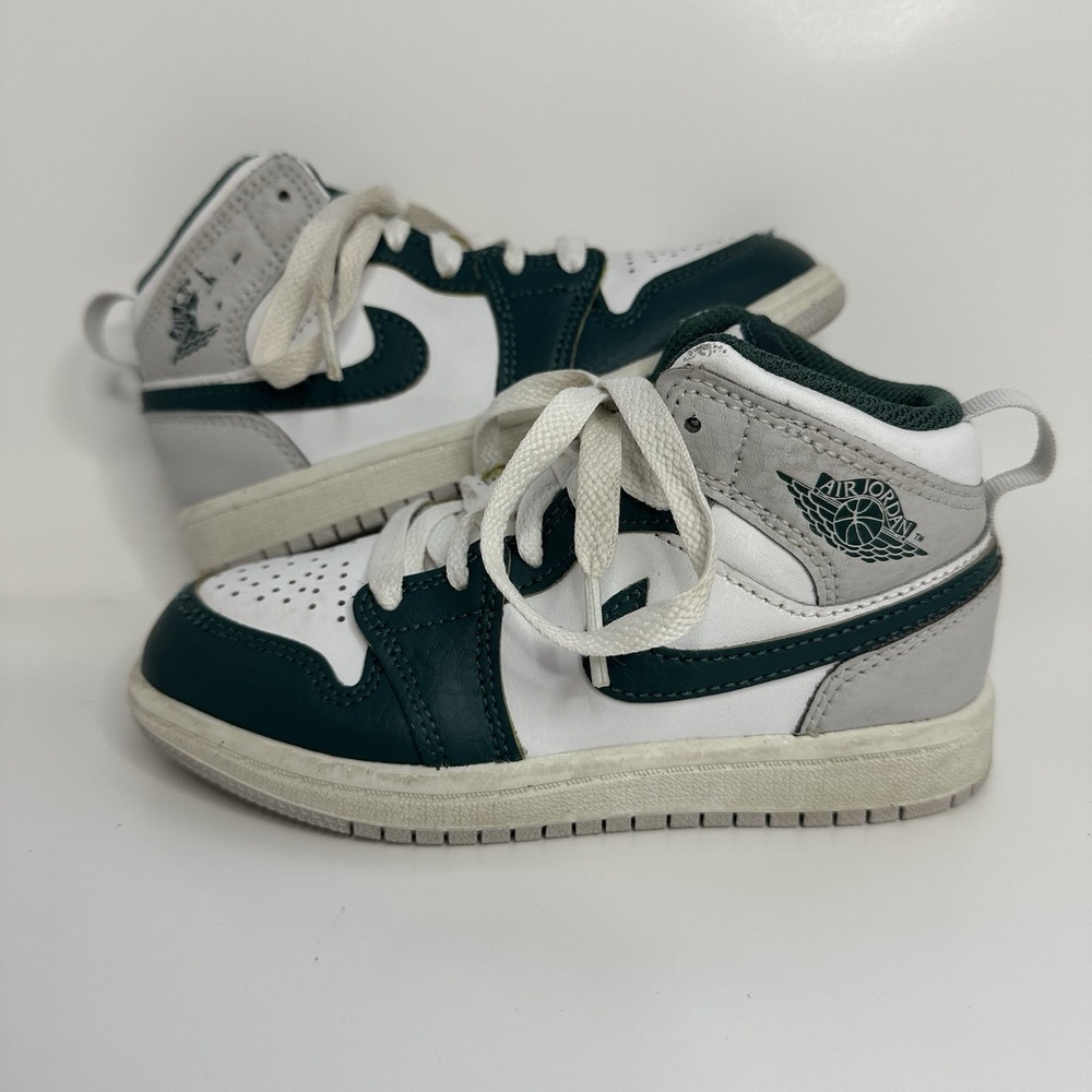 Nike Air Jordan 1 Mid SE PS White Oxidized Green Sail FQ8087-103 SZ 11C Kid Shoe